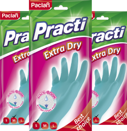 Перчатки резиновые Paclan Practi Extra Dry, S, M, L, 1 пара