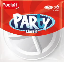 Тарелки пластиковые 3-х секционные Paclan Party Сlassic, 26 см, 6 шт.