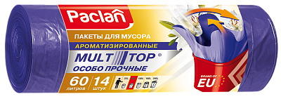 Пакеты для мусора Paclan Multitop Aroma 60 л, 14 шт.