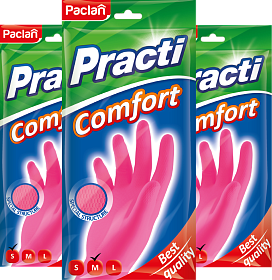 Перчатки резиновые Paclan Practi Comfort, S, M, L, 1 пара