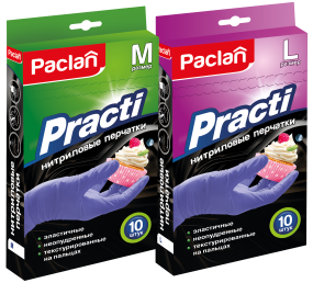Перчатки нитриловые Paclan Practi, M, L, 10 шт.