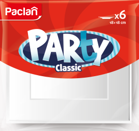 Тарелки пластиковые квадратные Paclan Party Сlassic, 18х18 см, 6 шт.