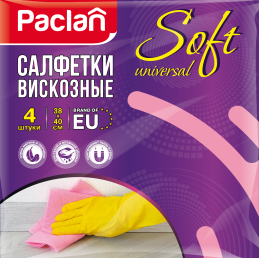 Салфетки вискозные Paclan Soft Universal, 38х40 см, 4 шт.