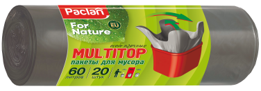 Пакеты для мусора Paclan for nature Multitop 60 л, 20 шт.