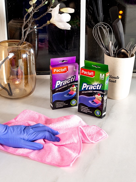 Перчатки нитриловые Paclan Practi, M, L, 10 шт.