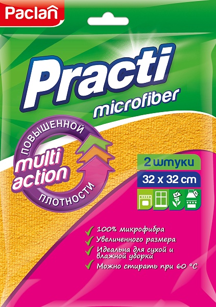 Салфетки из микрофибры Paclan De luxe, 32х32 см, 2 шт.