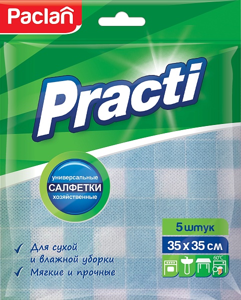 Салфетки вискозные Paclan Soft Clean, 35х35 см, 5 шт.