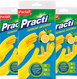 Перчатки резиновые Paclan Practi Lemon Aroma, S, M, L, 1 пара