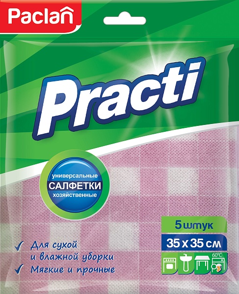 Салфетки вискозные Paclan Soft Clean, 35х35 см, 5 шт.