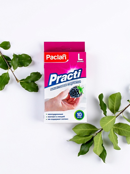 Перчатки виниловые Paclan Practi, M, L, 10 шт.