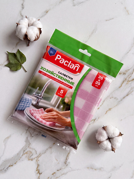 Салфетки хозяйственные Paclan, 35х35 см, 5 шт.