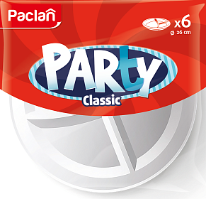 Тарелки пластиковые 3-х секционные Paclan Party Сlassic, 26 см, 6 шт.