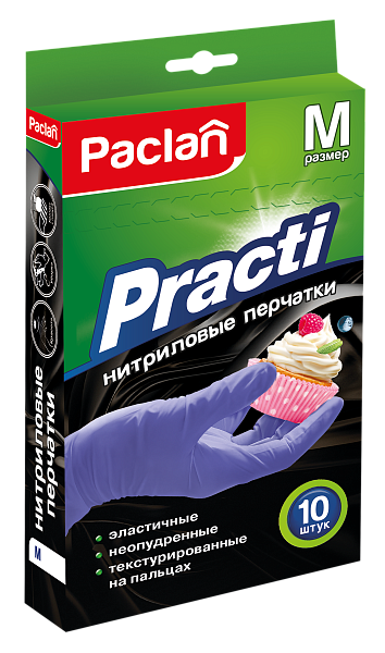 Перчатки нитриловые Paclan Practi, M, L, 10 шт.