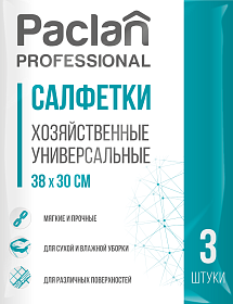 Салфетки вискозные Paclan Professional, 30х38 см, 3 шт.