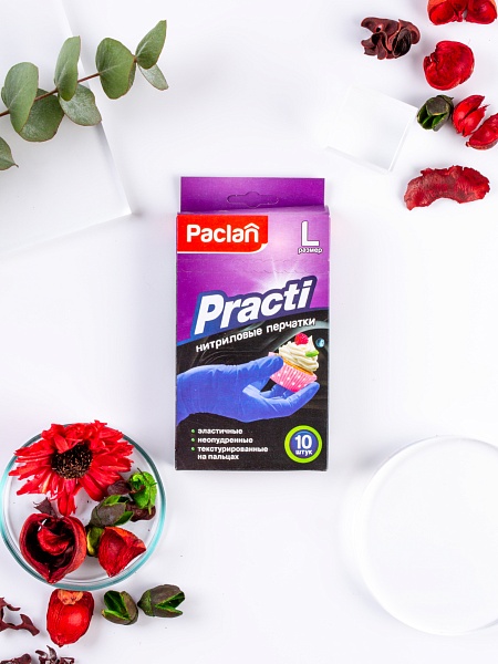 Перчатки нитриловые Paclan Practi, M, L, 10 шт.