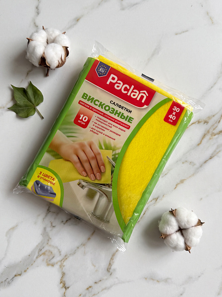 Салфетки вискозные Paclan, 30х40 см, 10 шт.