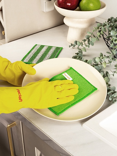 Салфетка из микрофибры Paclan De luxe 3 в 1, 12х17 см, 1 шт.