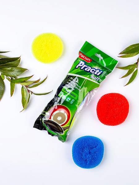 Мочалки пластиковые Paclan Practi Soft, 3 шт.