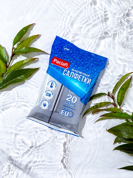 Салфетки влажные для холодильников и СВЧ Paclan, 20 шт.