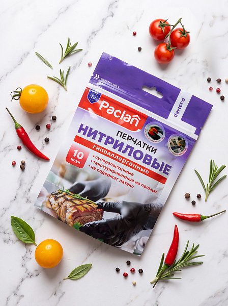 Перчатки нитриловые Paclan, M, L, 10 шт._NEW